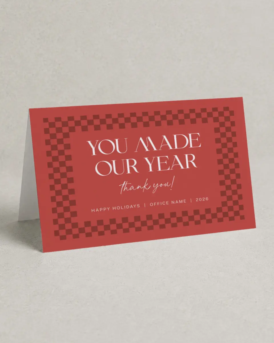 This is a 4.8" x 6.8" Folded Christmas Card called Cheery Border printed in full color