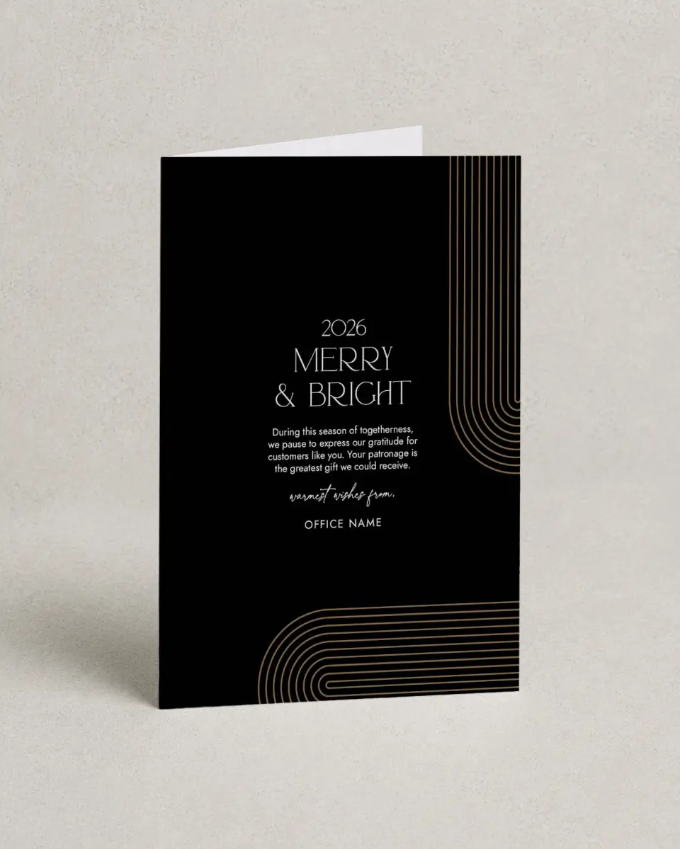 This is a 4.8" x 6.8" Folded Christmas Card called Corporate Christmas printed in full color