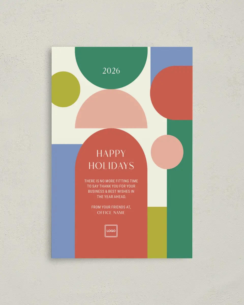 This is a 4.8" x 6.8" Folded Christmas Card called Festive Fling printed in full color