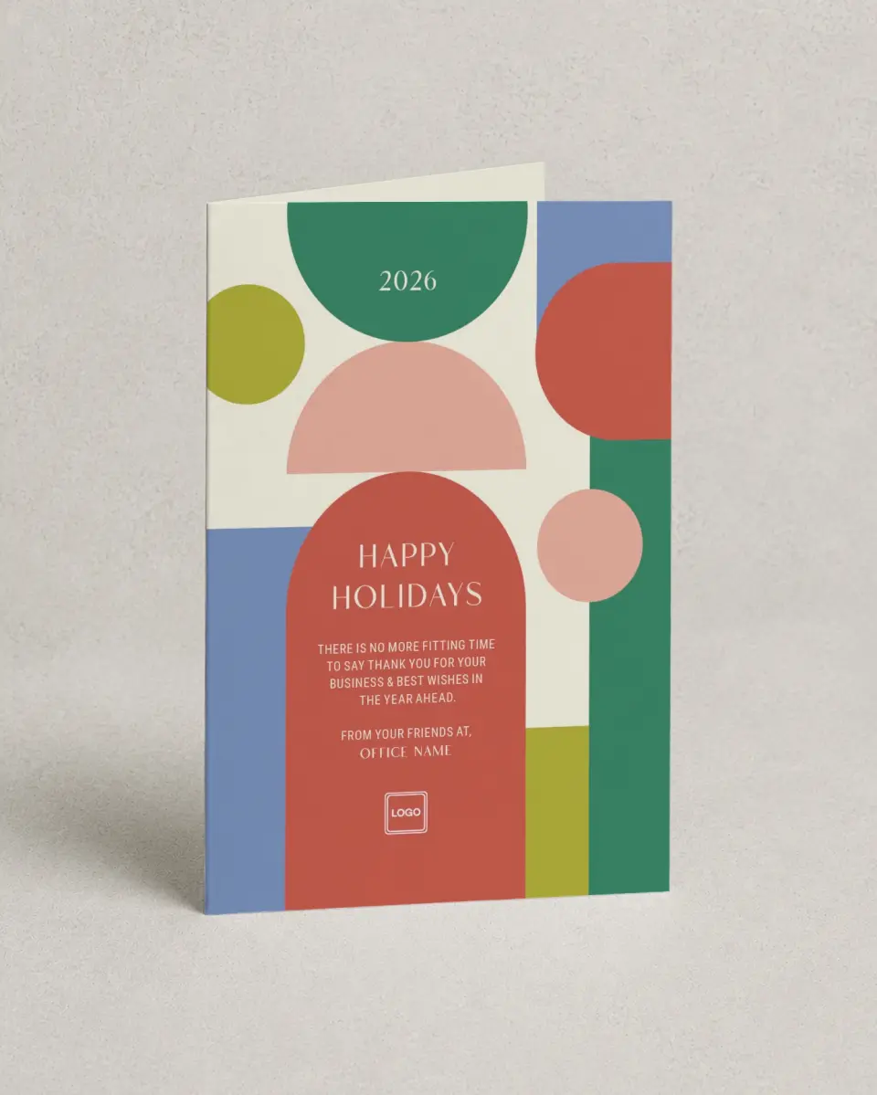 This is a 4.8" x 6.8" Folded Christmas Card called Festive Fling printed in full color