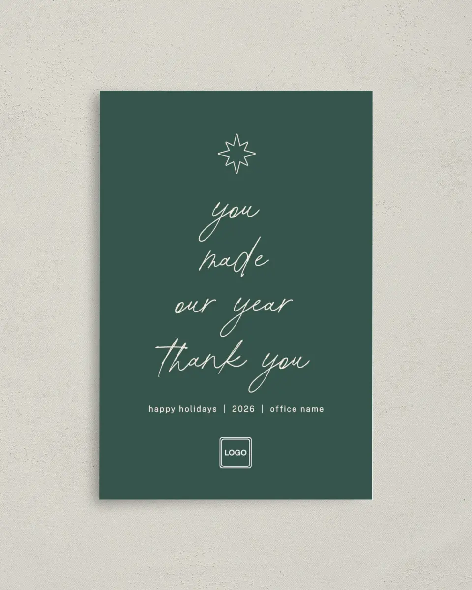 This is a 4.8" x 6.8" Folded Christmas Card called Gratitude Greeting printed in full color
