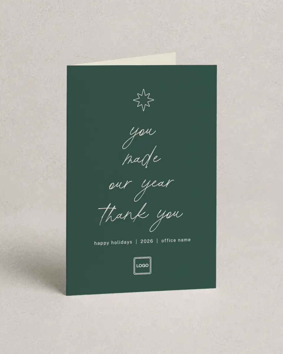 This is a 4.8" x 6.8" Folded Christmas Card called Gratitude Greeting printed in full color