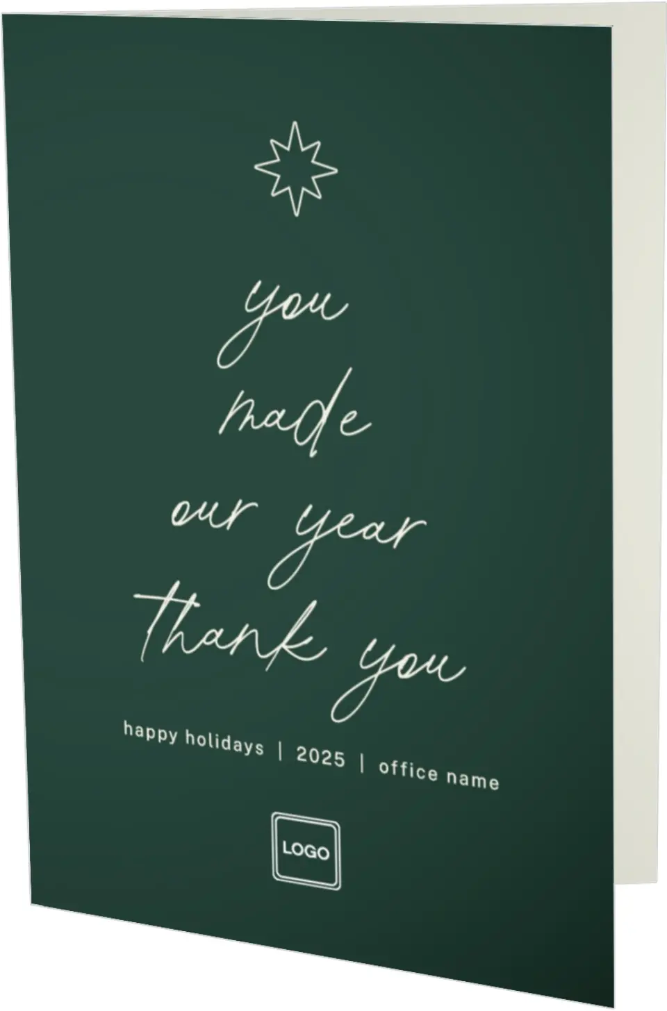 This is a 4.8" x 6.8" Folded Christmas Card called Gratitude Greeting printed in full color with Rose Gold foil