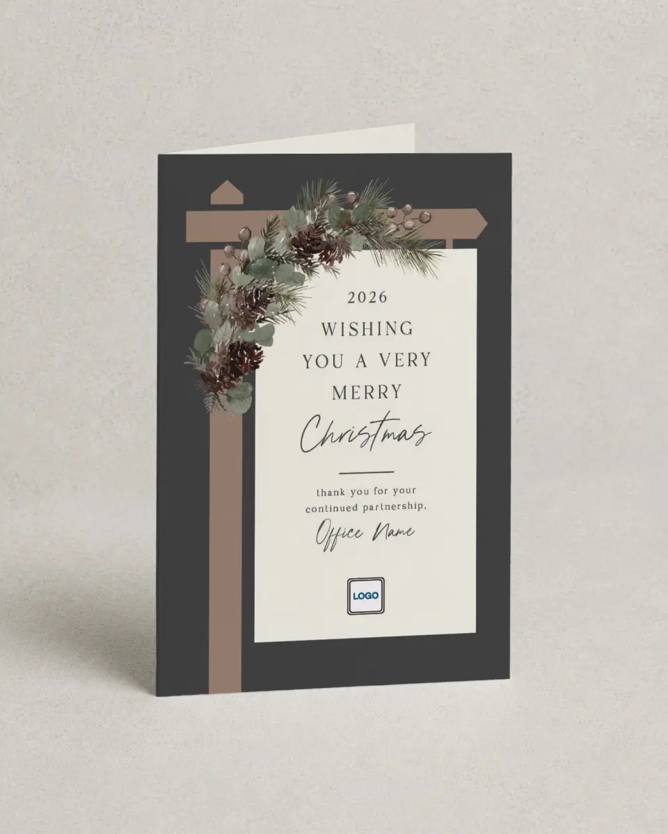 This is a 4.8" x 6.8" Folded Christmas Card called Christmas Success printed in full color