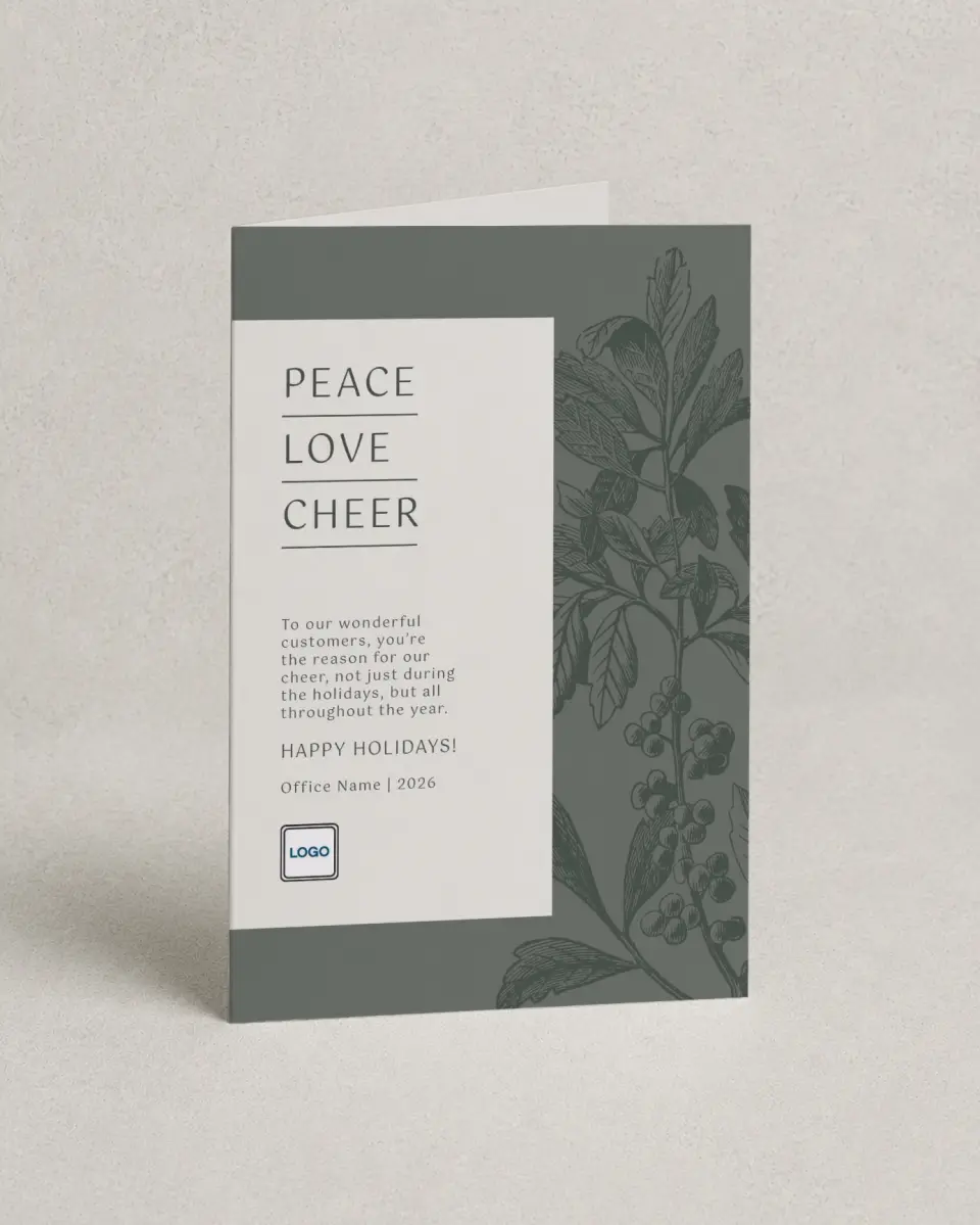 This is a 4.8" x 6.8" Folded Christmas Card called Festive Tranquility printed in full color