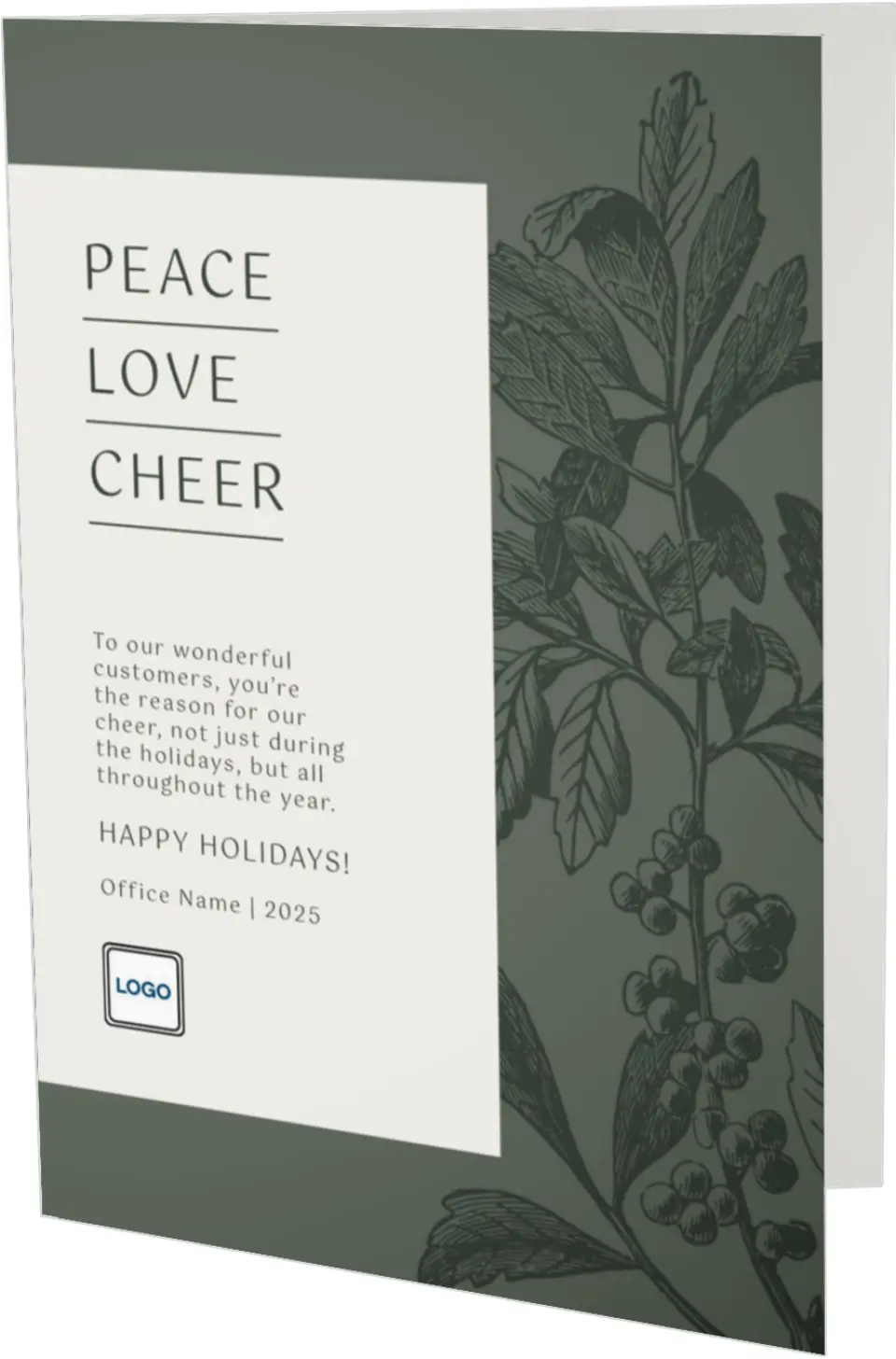 This is a 4.8" x 6.8" Folded Christmas Card called Festive Tranquility printed in full color