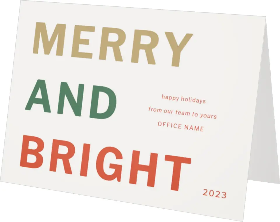 This is a 4.8" x 6.8" Folded Christmas Card called Merry and Bright printed in full color