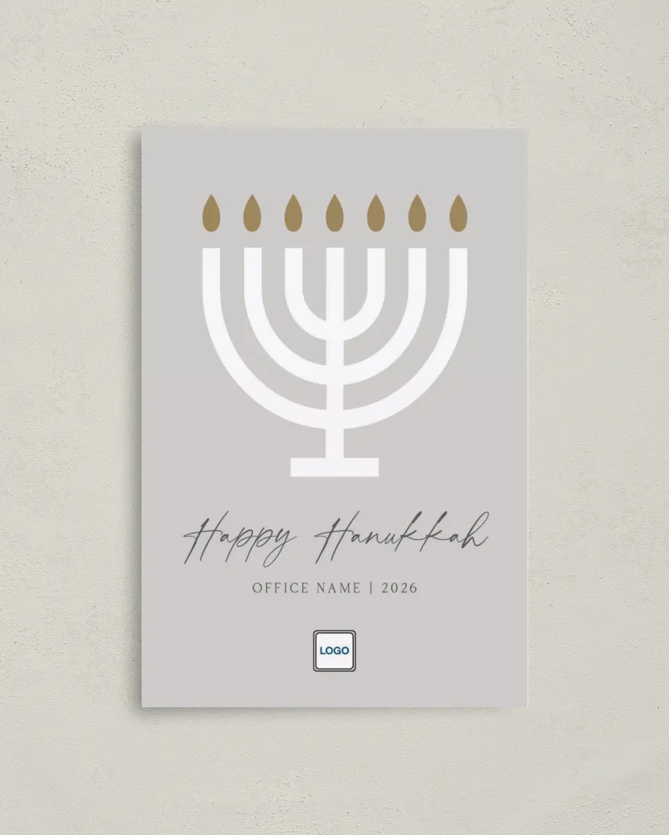 This is a 4.8" x 6.8" Folded Christmas Card called Candlelight Serenity printed in full color with Rose Gold foil