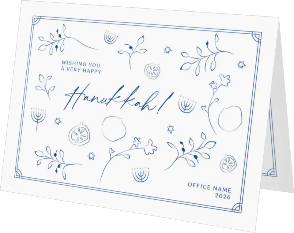 This is a 4.8" x 6.8" Folded Christmas Card called Happy Hanukkah printed in full color