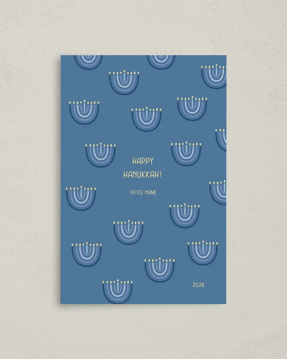 This is a 4.8" x 6.8" Folded Christmas Card called Hanukkah Serenity printed in full color