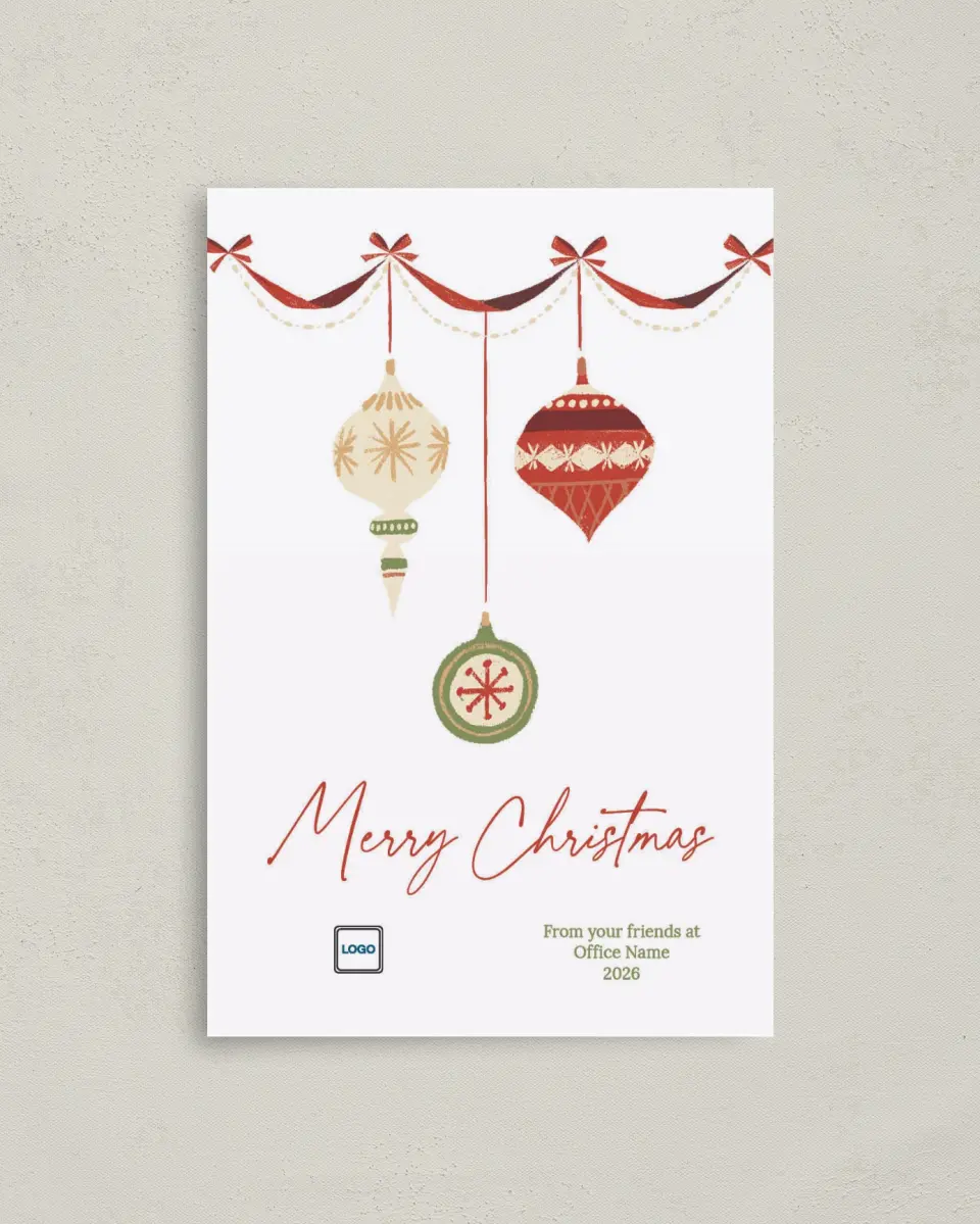 This is a 4.8" x 6.8" Folded Christmas Card called Festive Cheer printed in full color