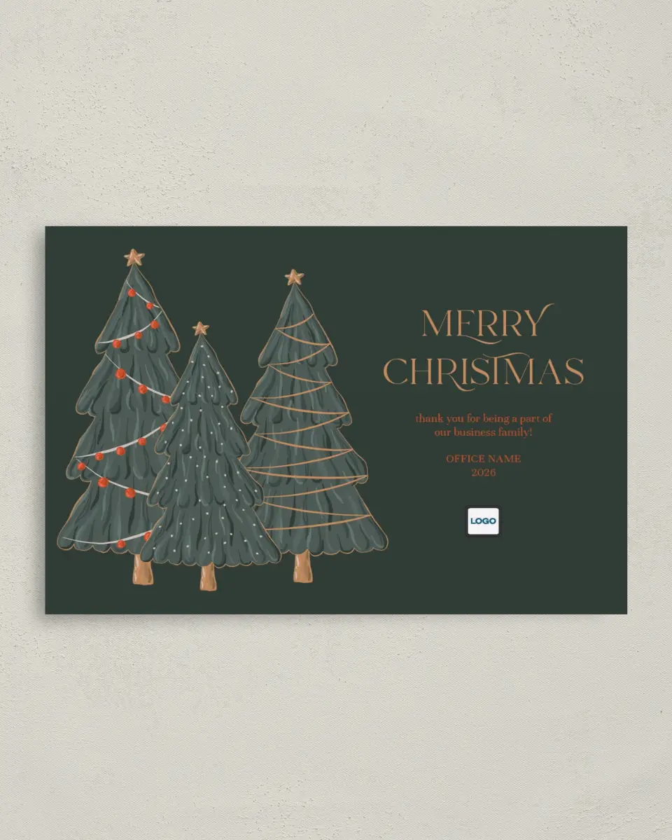 This is a 4.8" x 6.8" Folded Christmas Card called Starry and Bright printed in full color