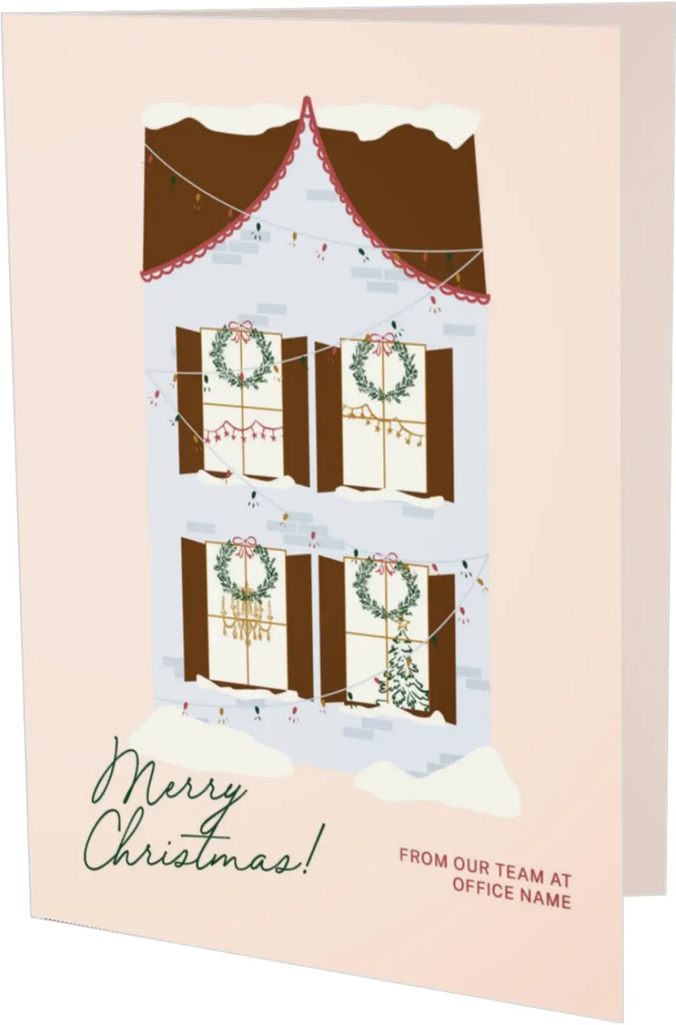 This is a 4.8" x 6.8" Folded Christmas Card called Holiday Home printed in full color