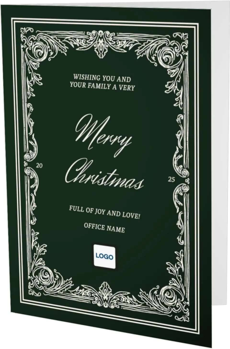 This is a 4.8" x 6.8" Folded Christmas Card called Very Merry printed in full color