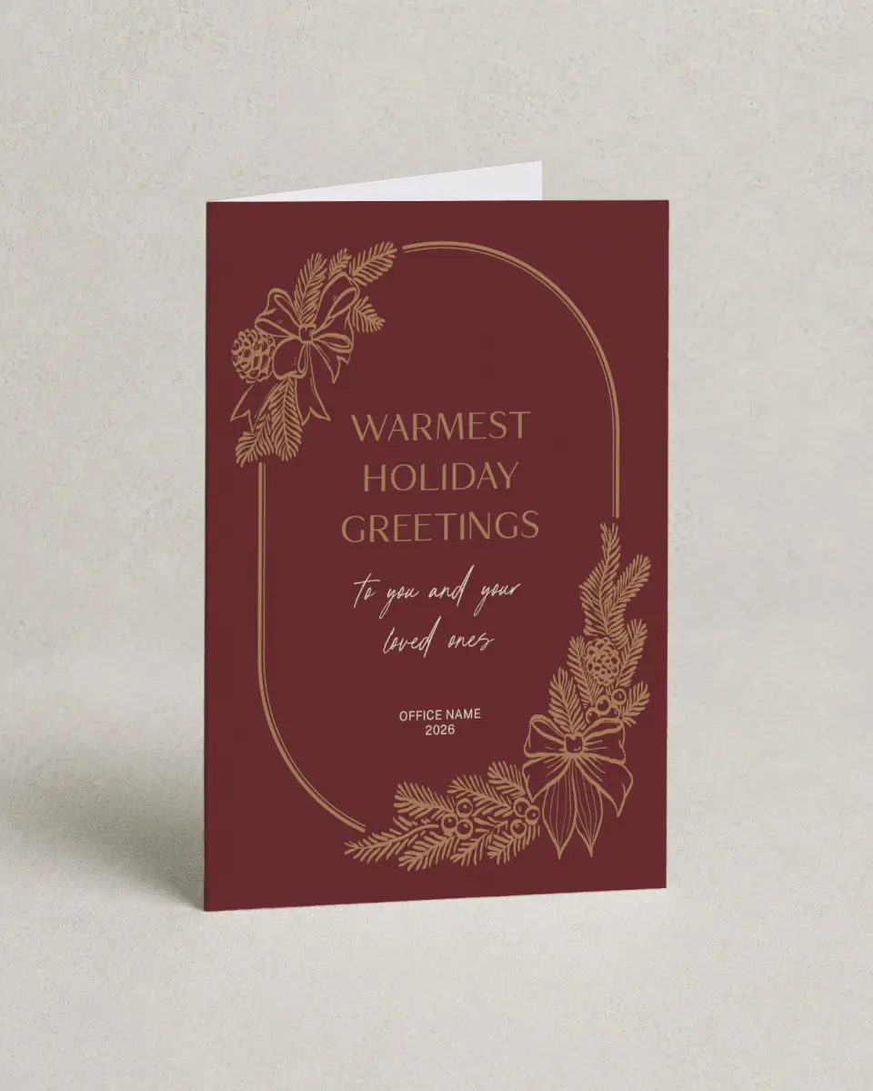 This is a 4.8" x 6.8" Folded Christmas Card called Warm Greetings printed in full color
