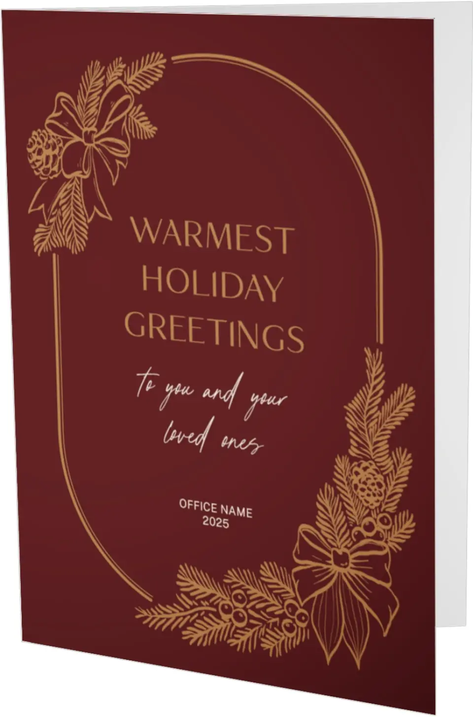 This is a 4.8" x 6.8" Folded Christmas Card called Warm Greetings printed in full color