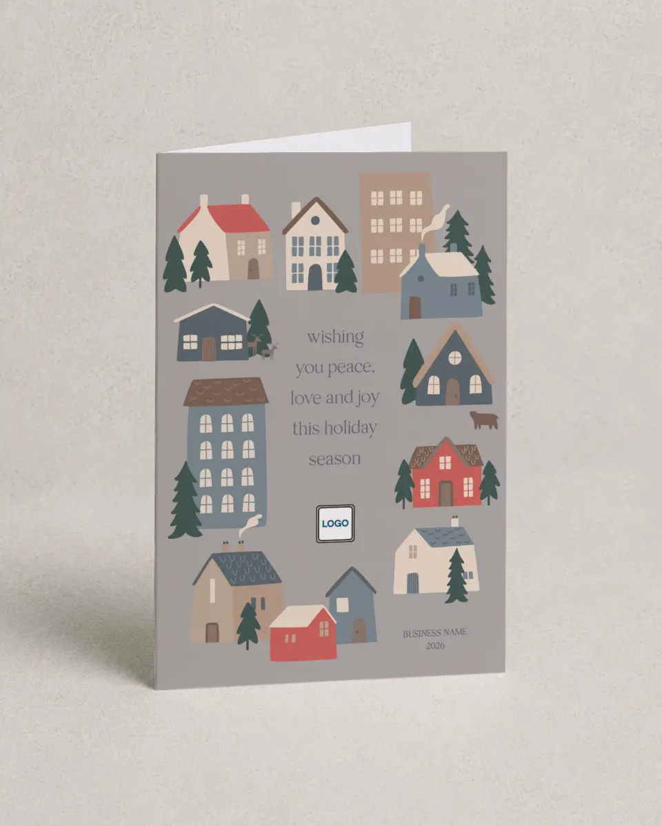 This is a 4.8" x 6.8" Folded Christmas Card called Glorious Homes printed in full color
