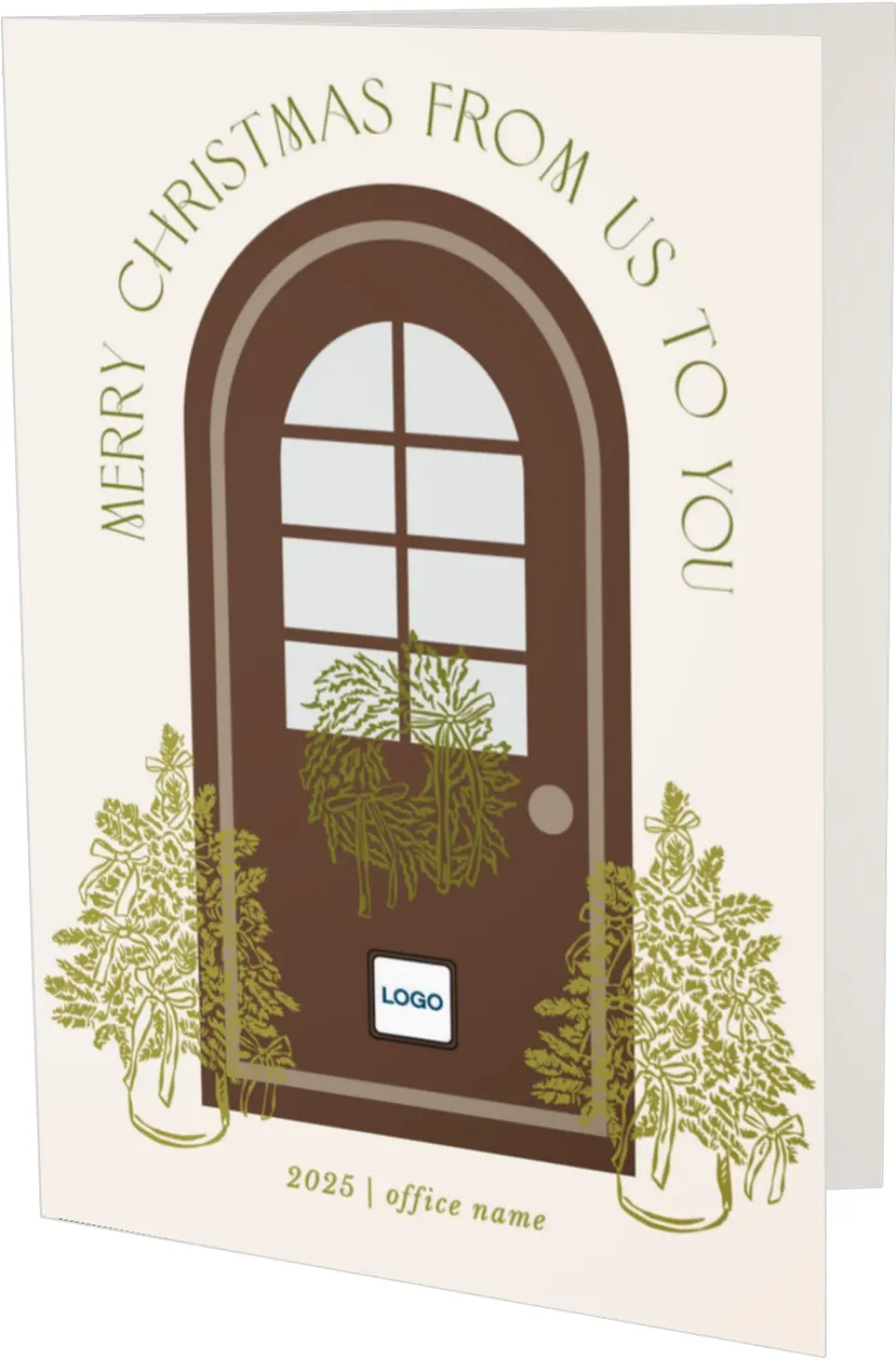 This is a 4.8" x 6.8" Folded Christmas Card called Festive Porch printed in full color