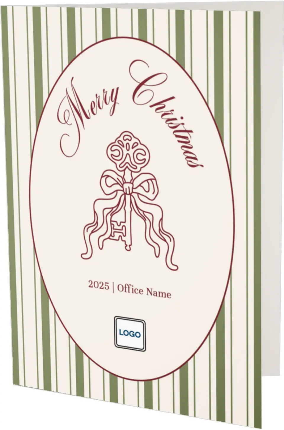This is a 4.8" x 6.8" Folded Christmas Card called Key to Christmas printed in full color