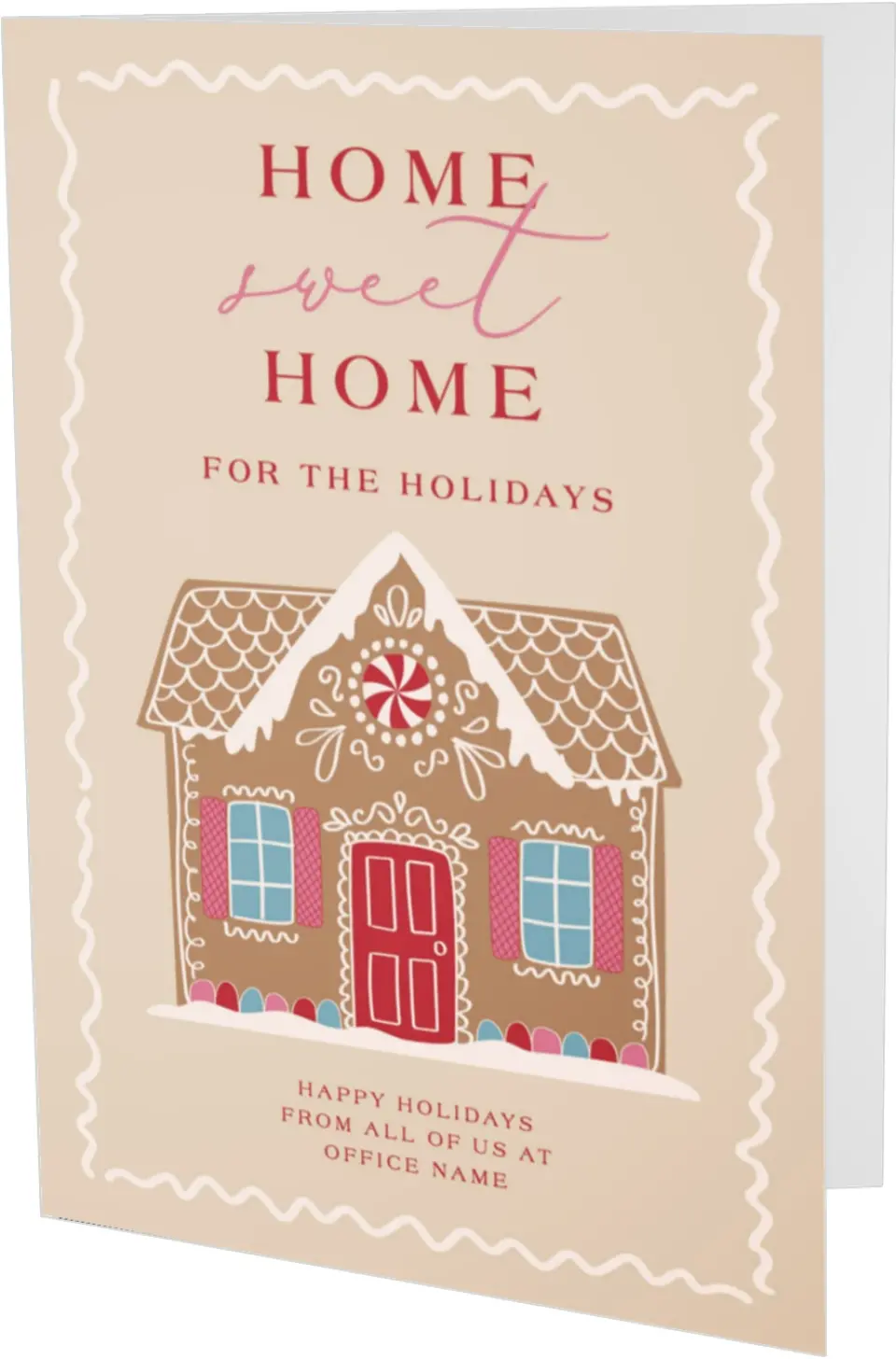 This is a 4.8" x 6.8" Folded Christmas Card called Home Sweet Gingerhome printed in full color