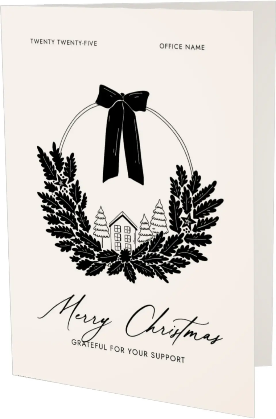 This is a 4.8" x 6.8" Folded Christmas Card called Cozy Wreath printed in full color