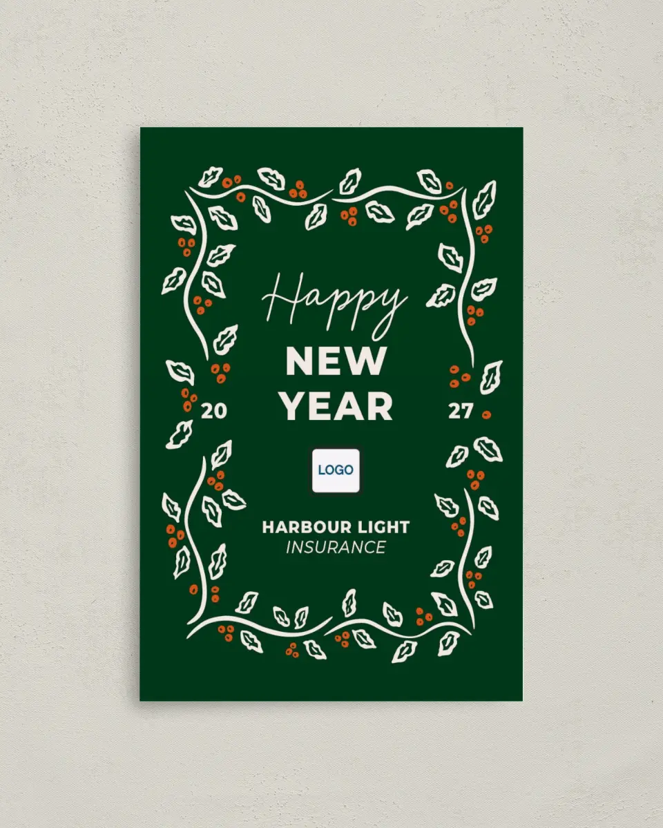 This is a 4.8" x 6.8" Folded Christmas Card called Corporate Celebration printed in full color