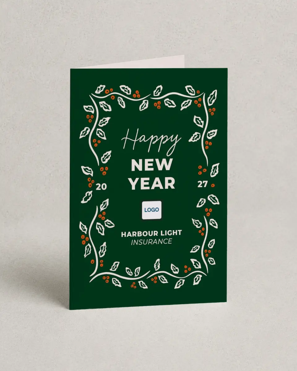 This is a 4.8" x 6.8" Folded Christmas Card called Corporate Celebration printed in full color