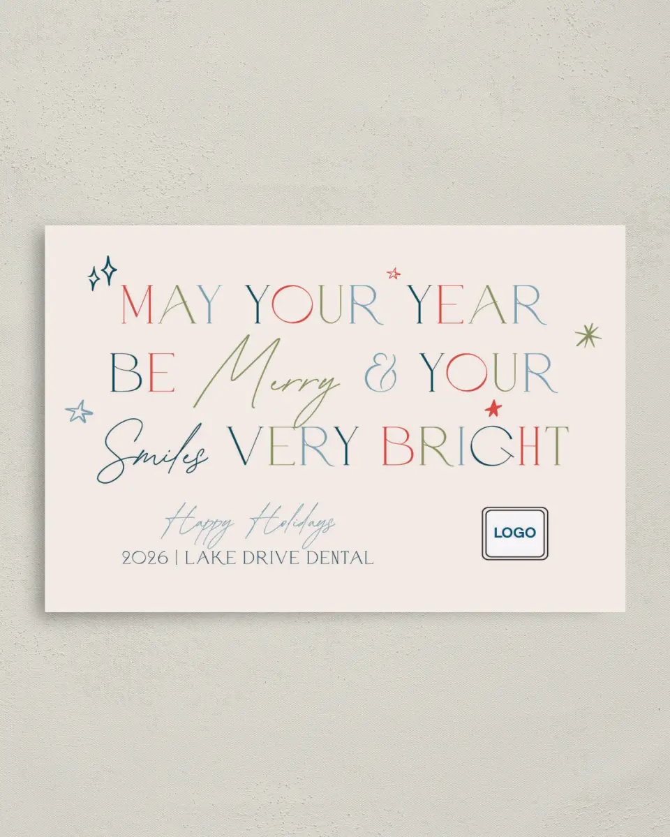 This is a 4.8" x 6.8" Folded Christmas Card called Bright Smiles printed in full color
