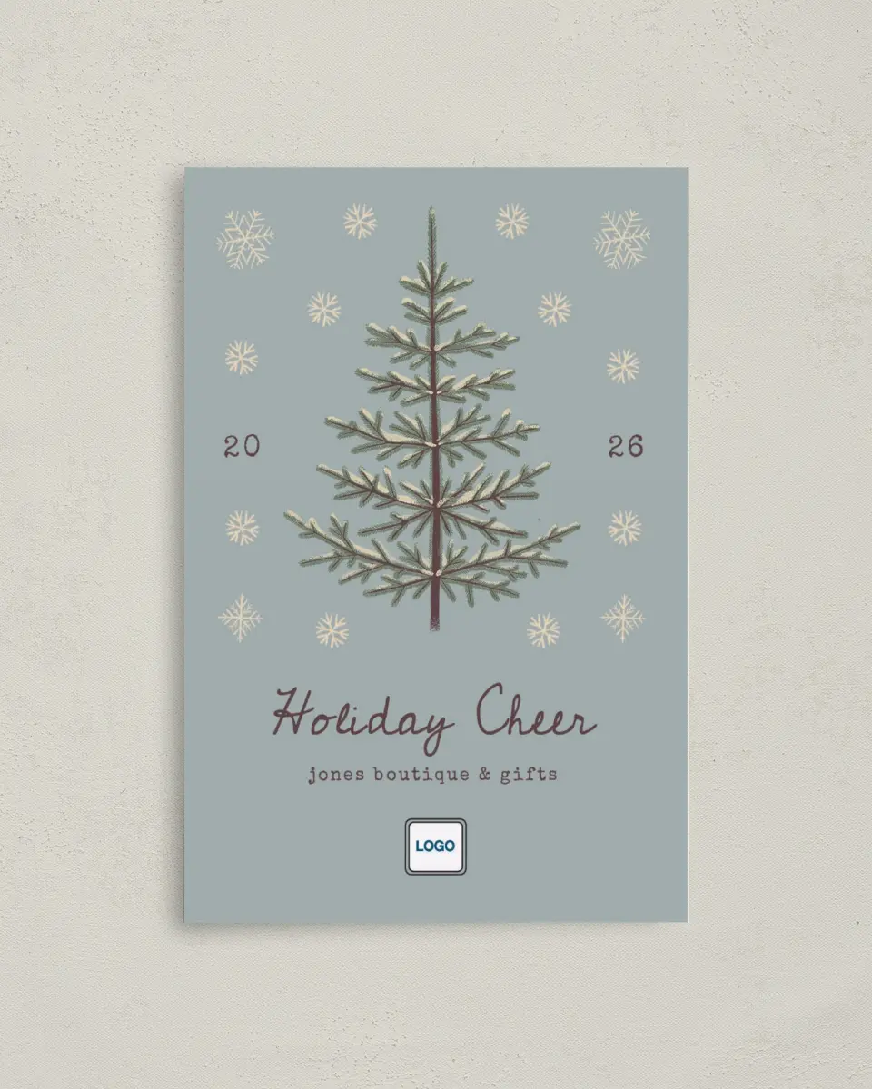 This is a 4.8" x 6.8" Folded Christmas Card called Sophisticated Snow printed in full color