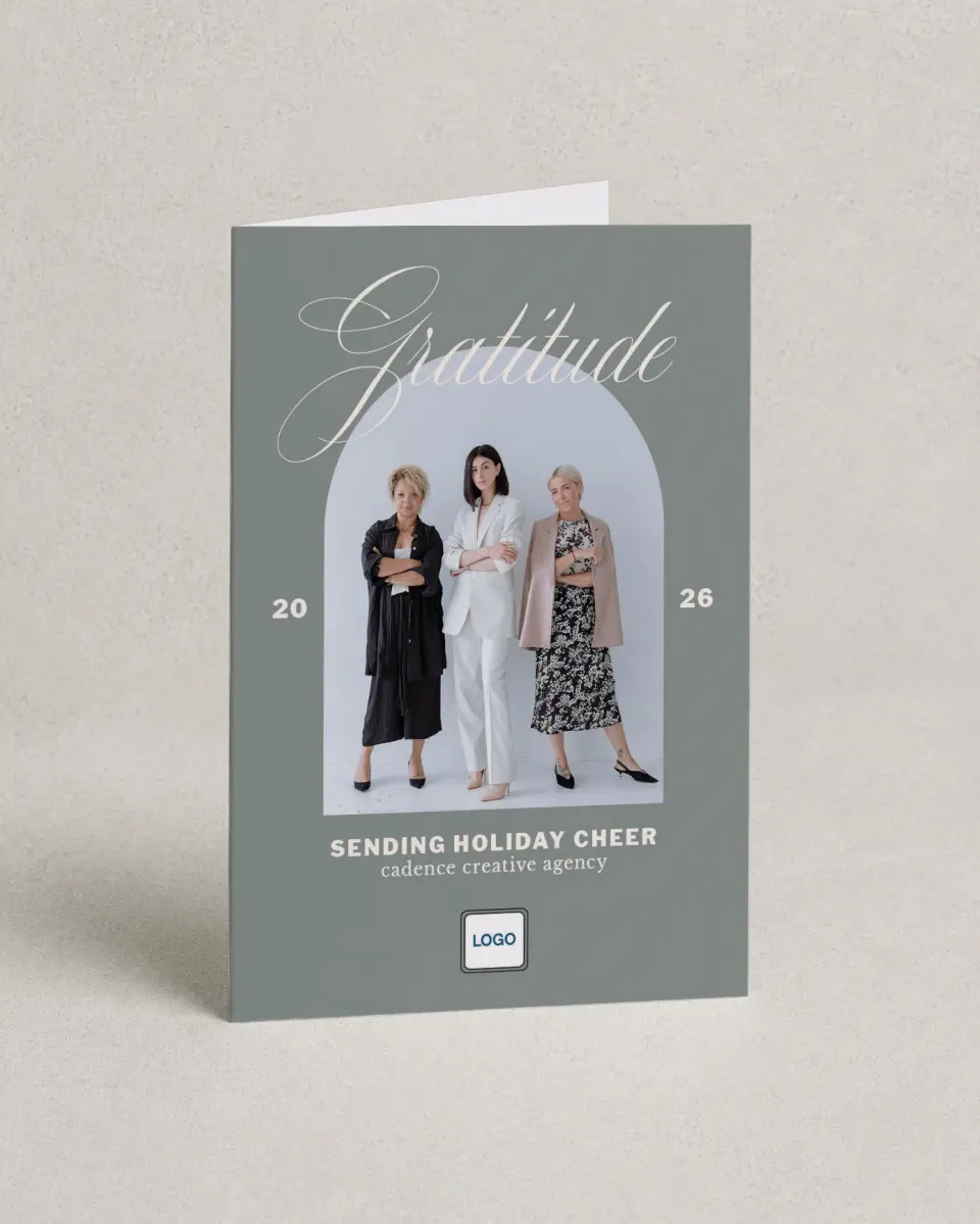 This is a 4.8" x 6.8" Folded Christmas Card called Chic Holiday printed in full color