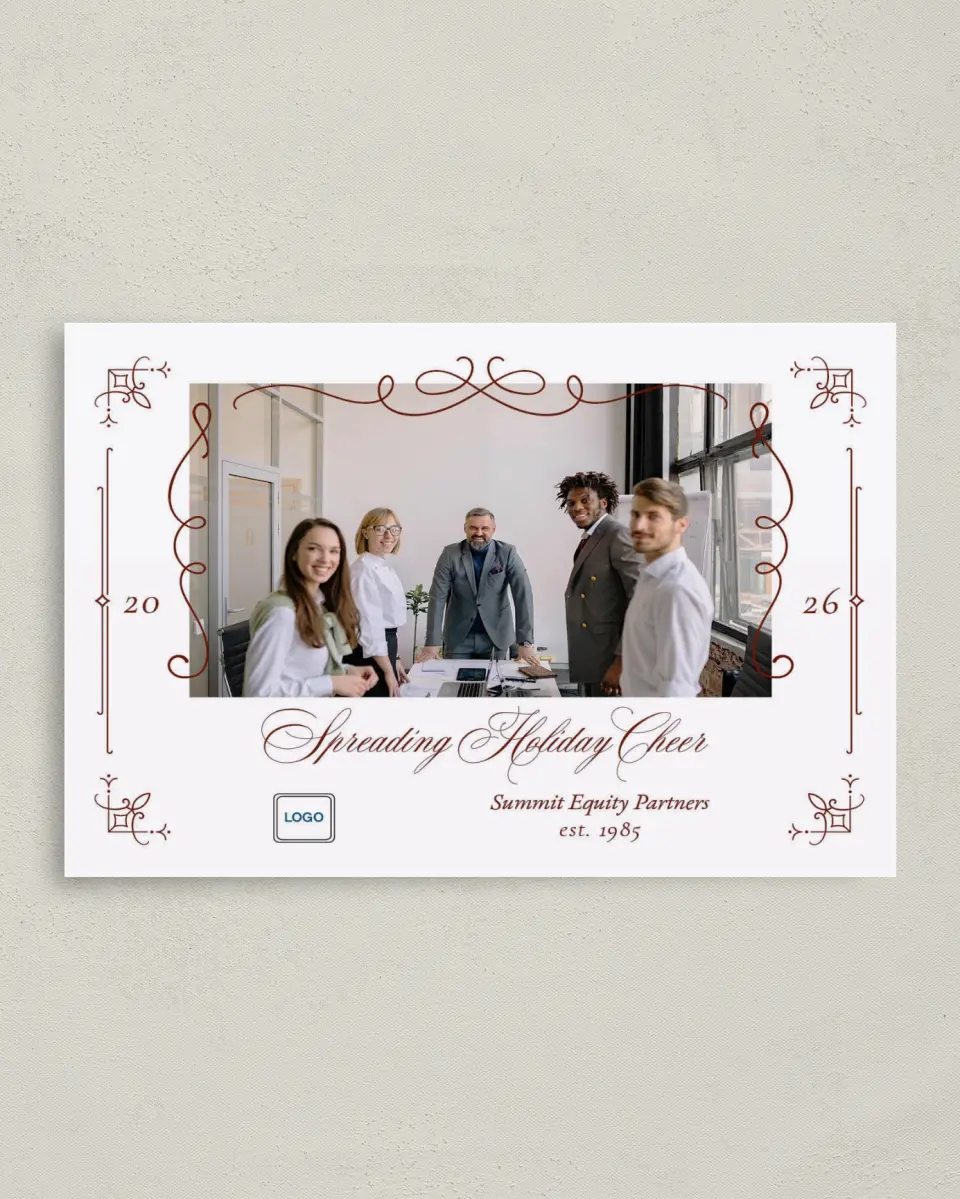 This is a 4.8" x 6.8" Folded Christmas Card called Detailed Deal printed in full color