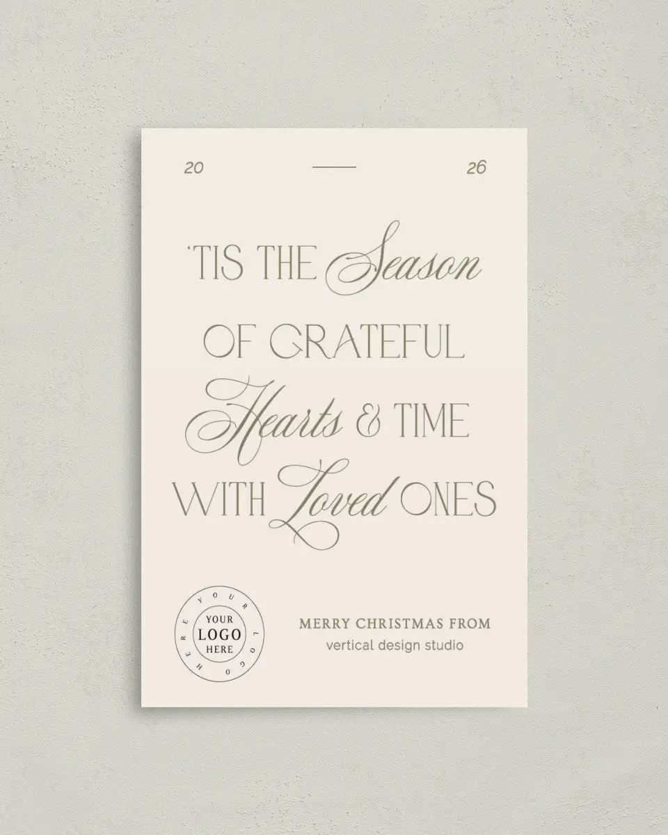 This is a 4.8" x 6.8" Folded Christmas Card called Gratitude Season printed in full color