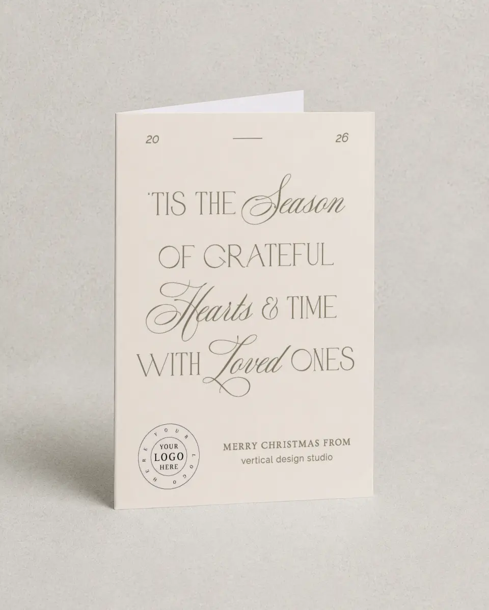 This is a 4.8" x 6.8" Folded Christmas Card called Gratitude Season printed in full color