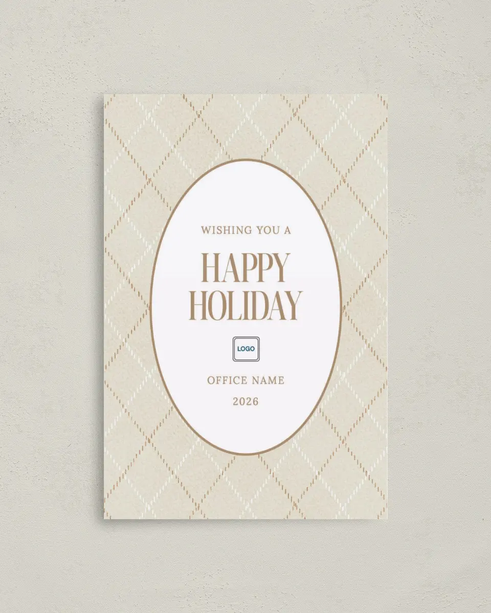 This is a 4.8" x 6.8" Folded Christmas Card called Plaid Pattern printed in full color