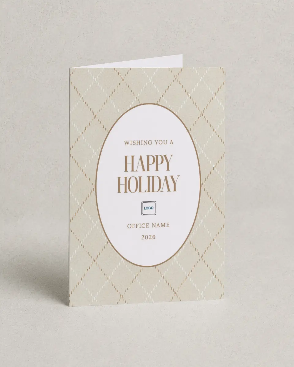 This is a 4.8" x 6.8" Folded Christmas Card called Plaid Pattern printed in full color