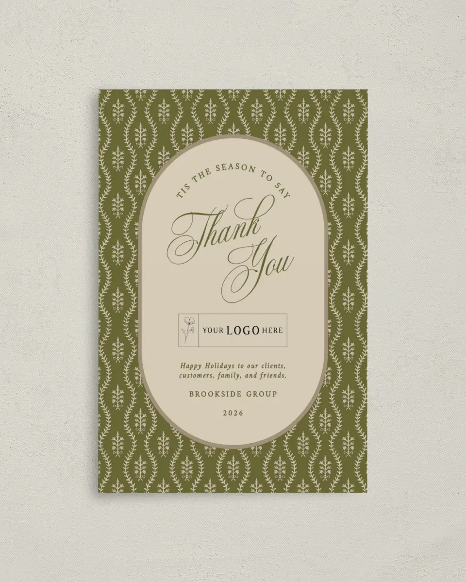 This is a 4.8" x 6.8" Folded Christmas Card called Grateful Season printed in full color