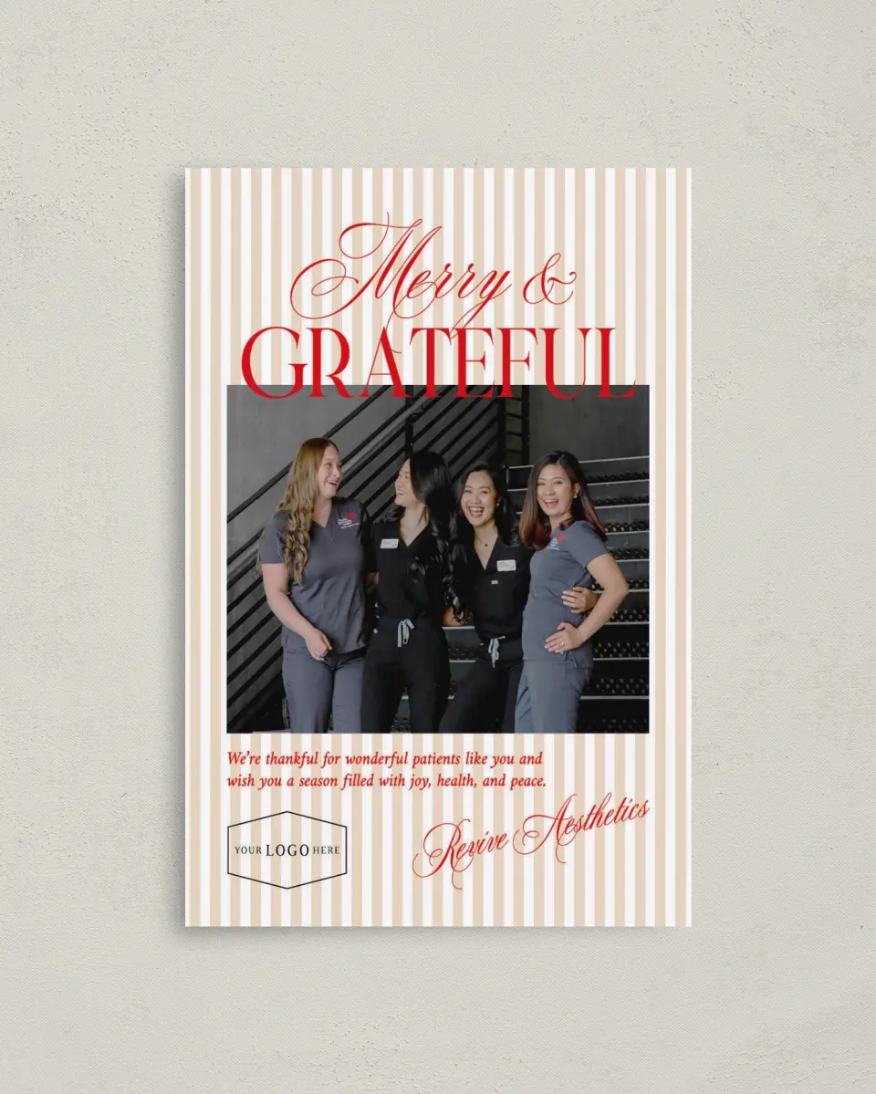 This is a 4.8" x 6.8" Folded Christmas Card called Grateful Wishes printed in full color