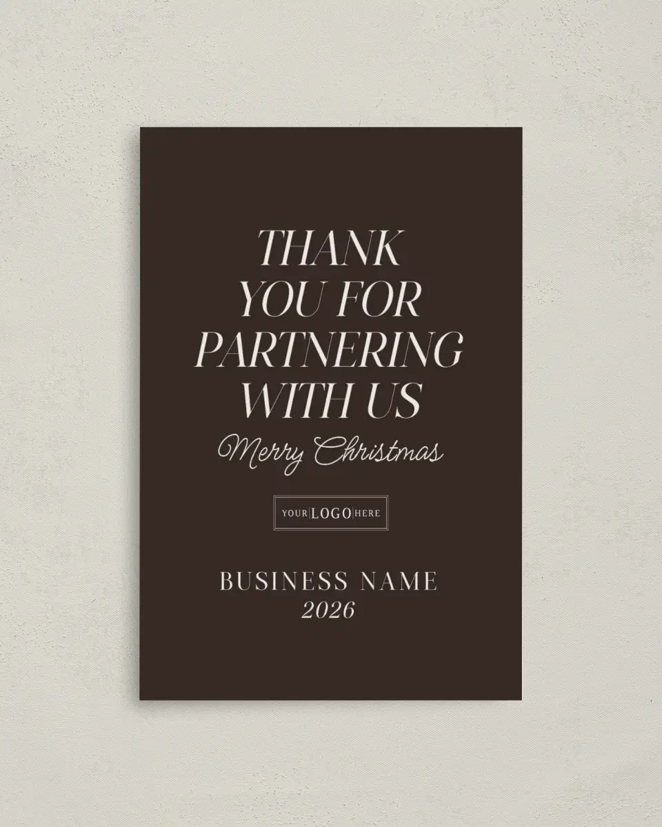This is a 4.8" x 6.8" Folded Christmas Card called Business Partners printed in full color