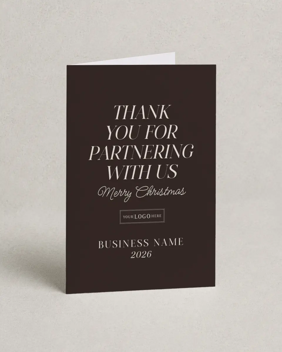 This is a 4.8" x 6.8" Folded Christmas Card called Business Partners printed in full color