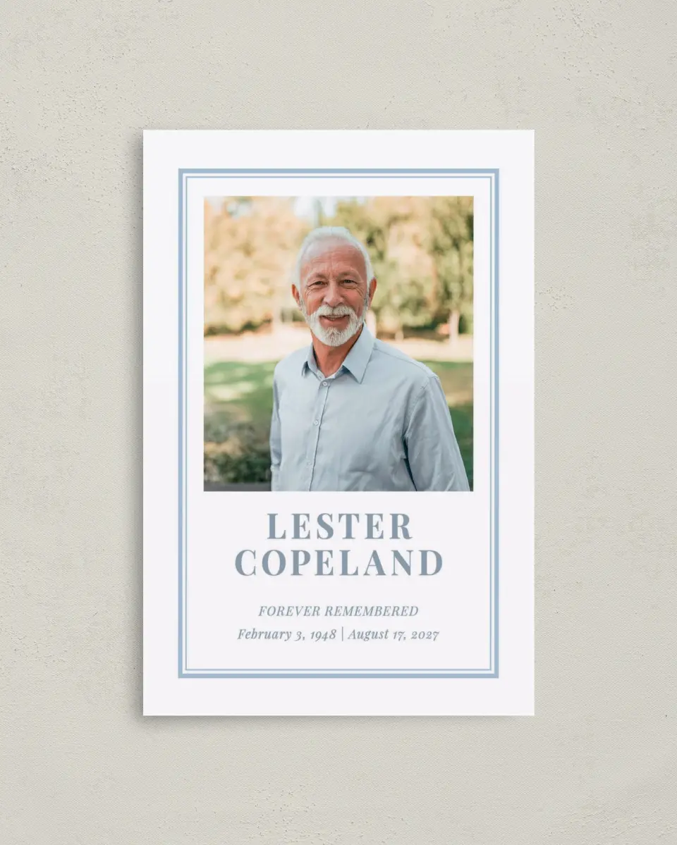 This is a 4.8" x 6.8" Folded Funeral Program called Forever in Frame printed in full color