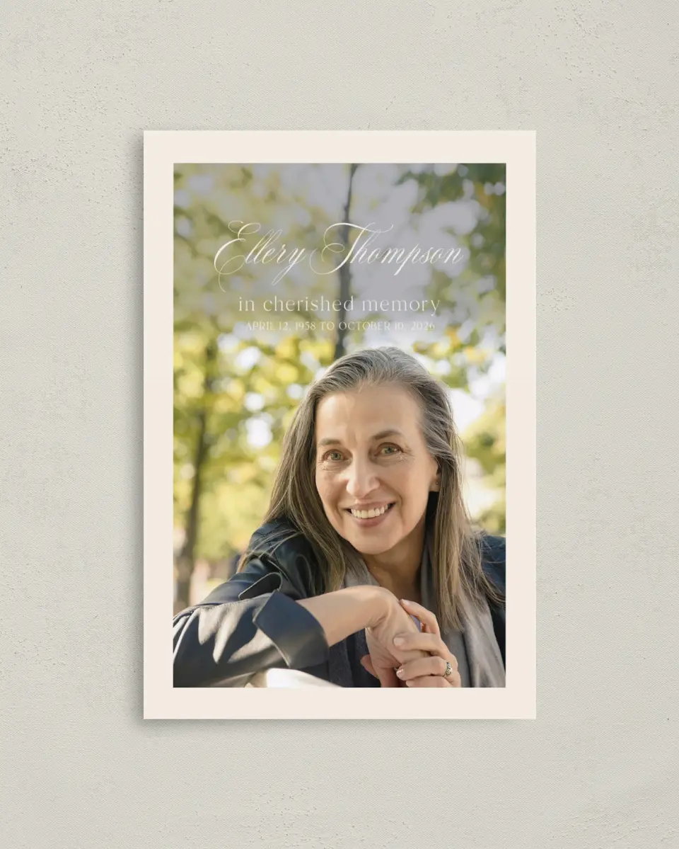 This is a 4.8" x 6.8" Folded Funeral Program called New Light printed in full color