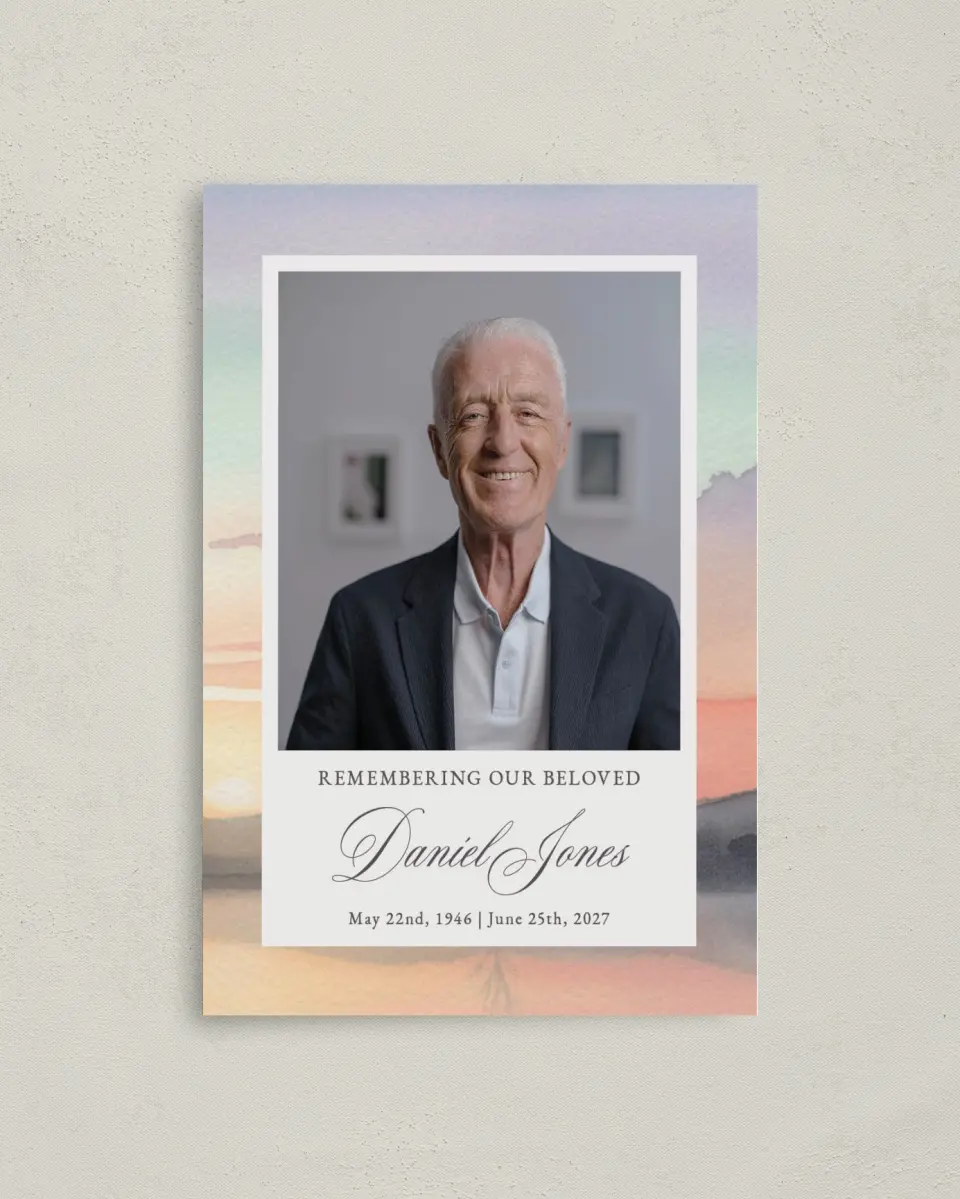 This is a 4.8" x 6.8" Folded Funeral Program called Our Beloved printed in full color