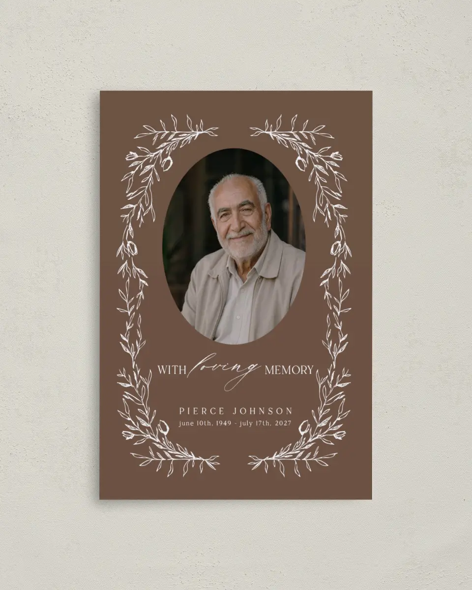 This is a 4.8" x 6.8" Folded Funeral Program called With Loving Memory printed in full color