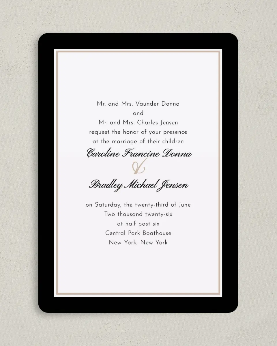 This is a 5" x 7" Rounded Wedding Invitation called Vision of Love printed in full color on Premium Smooth paper