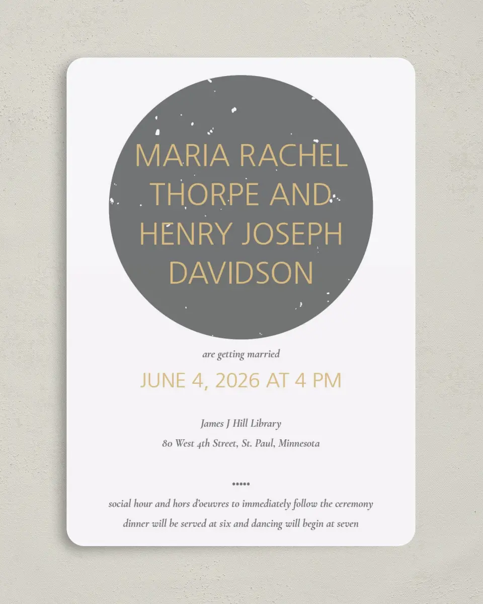 This is a 5" x 7" Rounded Wedding Invitation called Truly, Madly, Deeply printed in full color on Premium Smooth paper