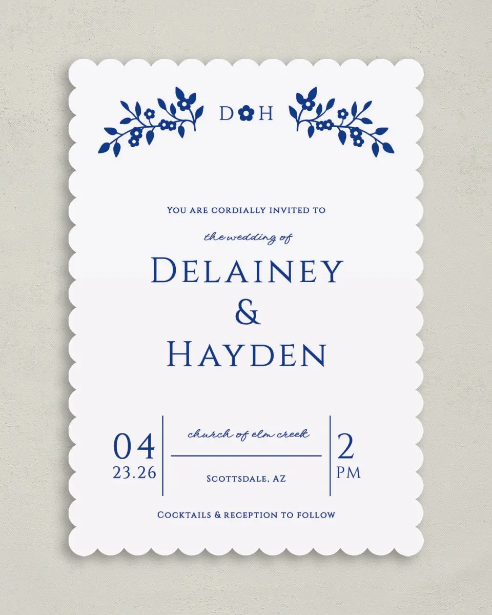 This is a 5" x 7" Classic Wedding Invitation called Secret Garden printed in full color on Premium Smooth paper