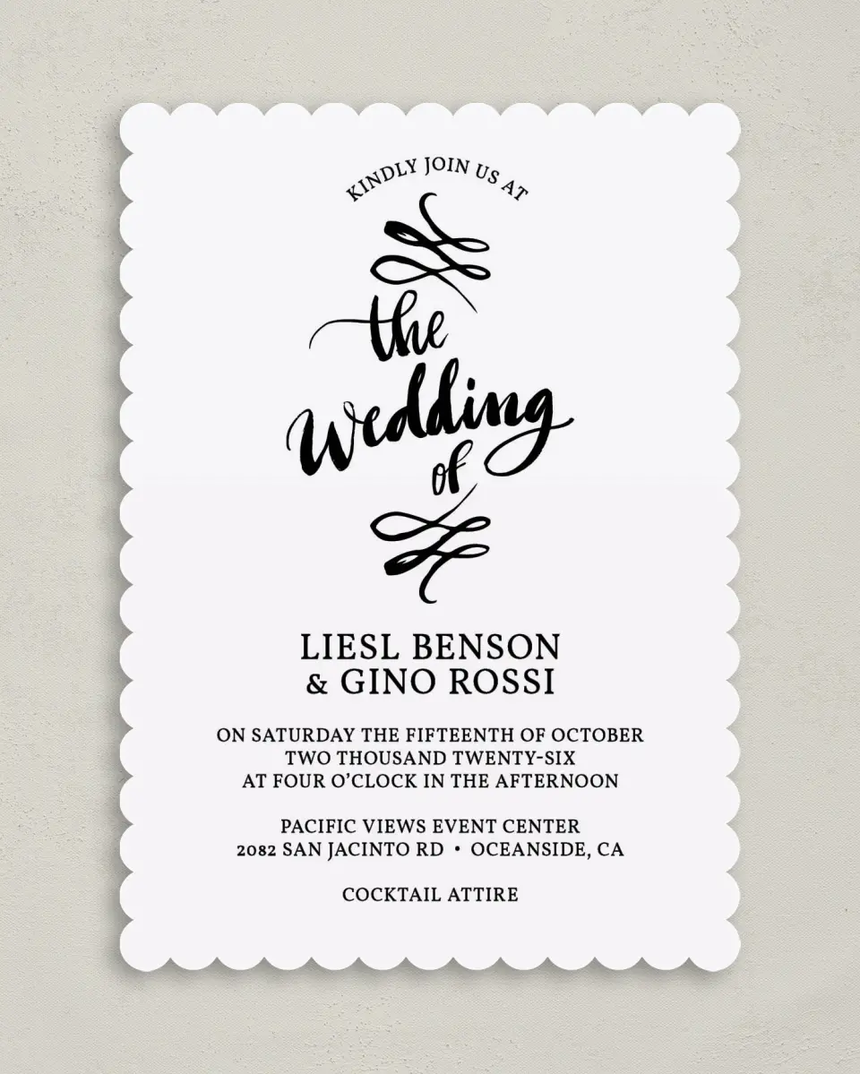 This is a 5" x 7" Classic Wedding Invitation called Soon to Be printed in full color on Premium Smooth paper