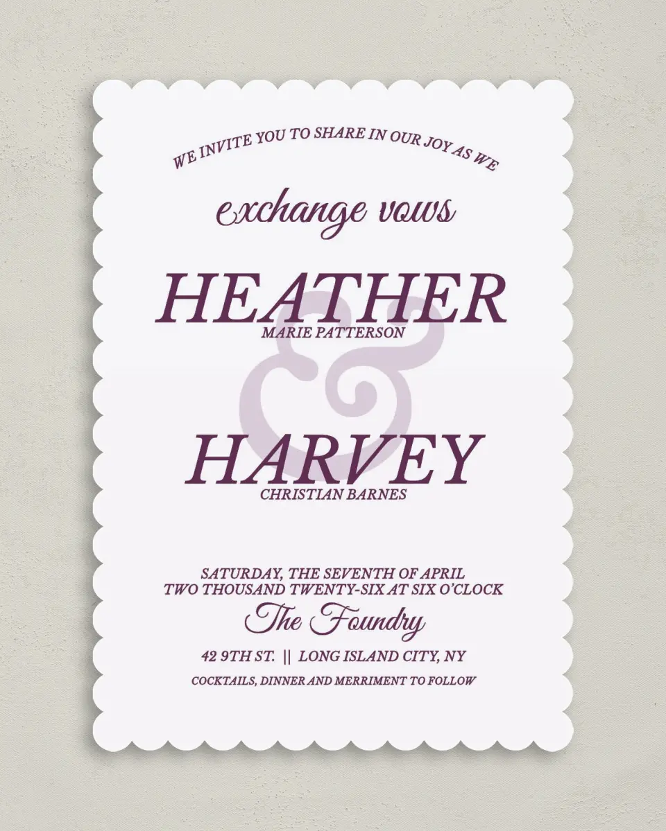 This is a 5" x 7" Classic Wedding Invitation called Forever Exquisite printed in full color on Premium Smooth paper