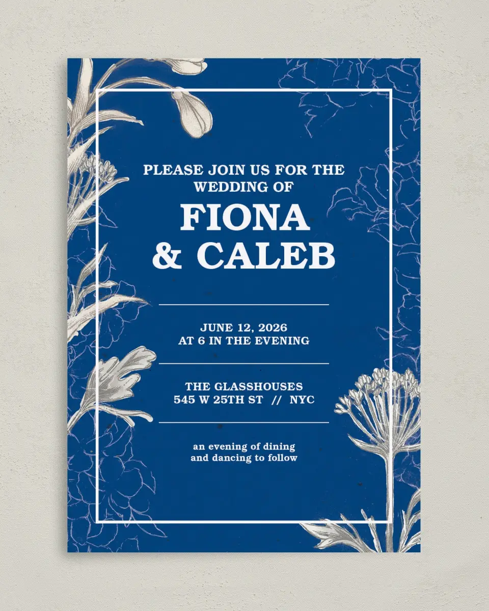 This is a 5" x 7" Classic Wedding Invitation called Romantic Meadow printed in full color on Premium Smooth paper