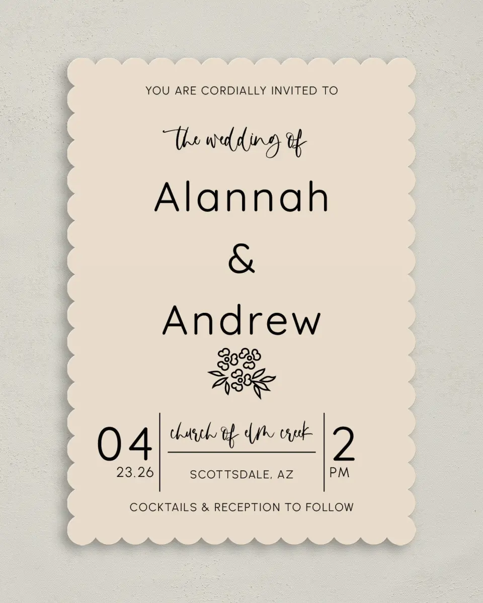 This is a 5" x 7" Classic Wedding Invitation called Simple Garden printed in full color on Premium Smooth paper